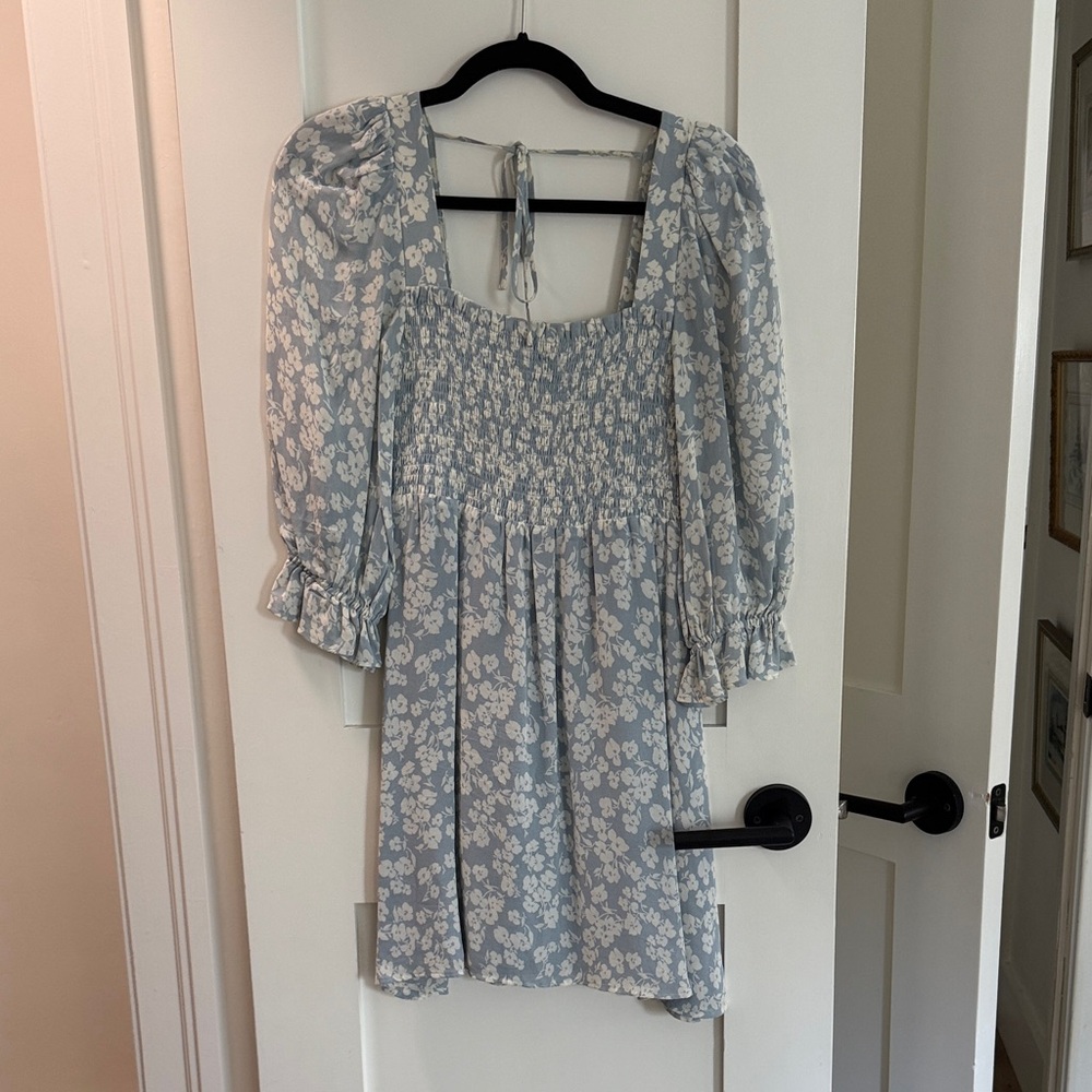 Floral Blue and White Dress